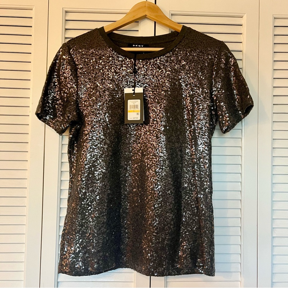 DKNY Sequin Short Sleeve Top